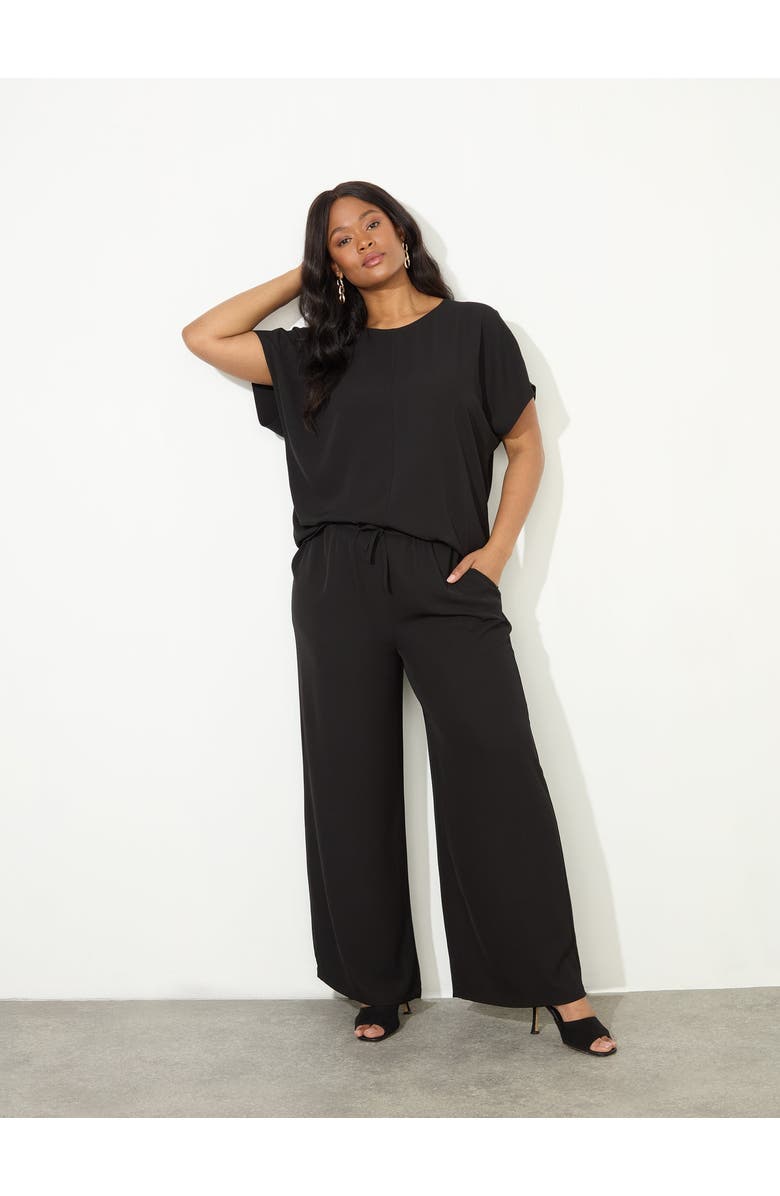 Live Unlimited Drawstring Waist Wide Leg Pants, Main, color, Black