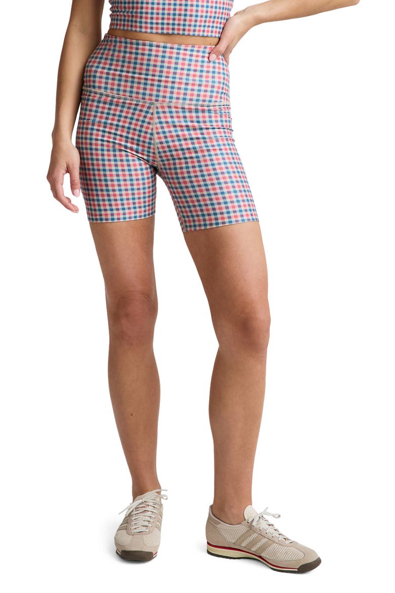Softmark Keep Pace Bike Shorts, Alternate, color, SUNWASHED GINGHAM
