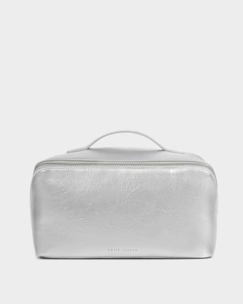 Katie Loxton Large Patent Crackle Makeup And Toiletry Bag In Silver