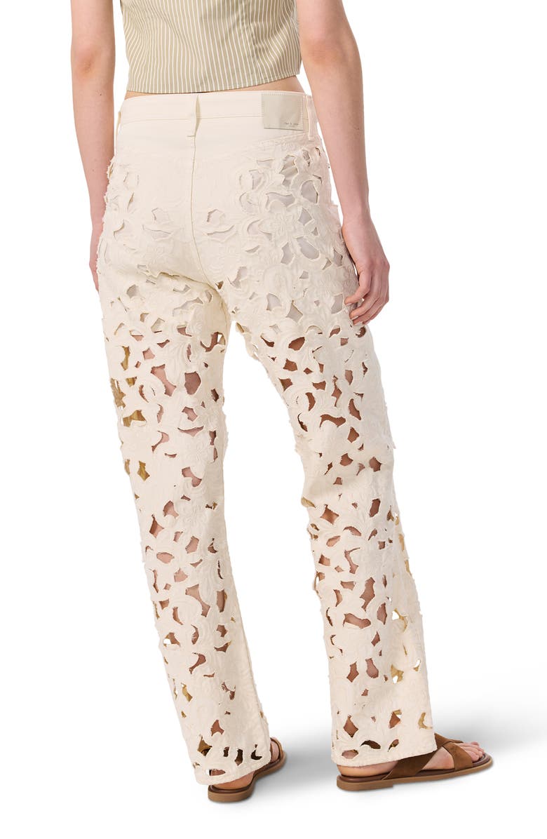 Logan Floral Cutout Mid Rise Wide Leg Jeans