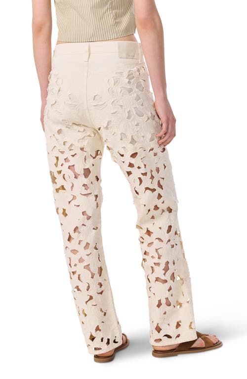 Rag & Bone Womens Blue Logan Floral Cut-out Wide-leg Denim Jeans