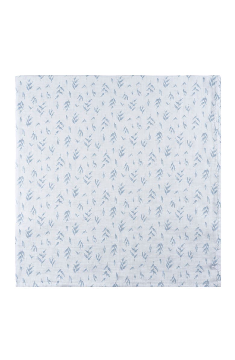 Just Born Muslin Swaddle Blue Blankets 2-Pack, Alternate, color, Blue Leaf