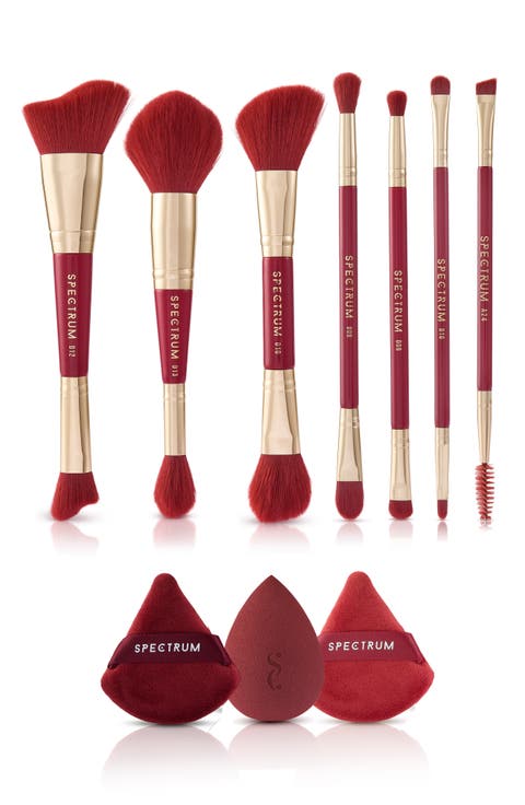 Very Cherry 10-Piece Dual Ended Makeup Brush, Sponge & Puff Set $90 Value