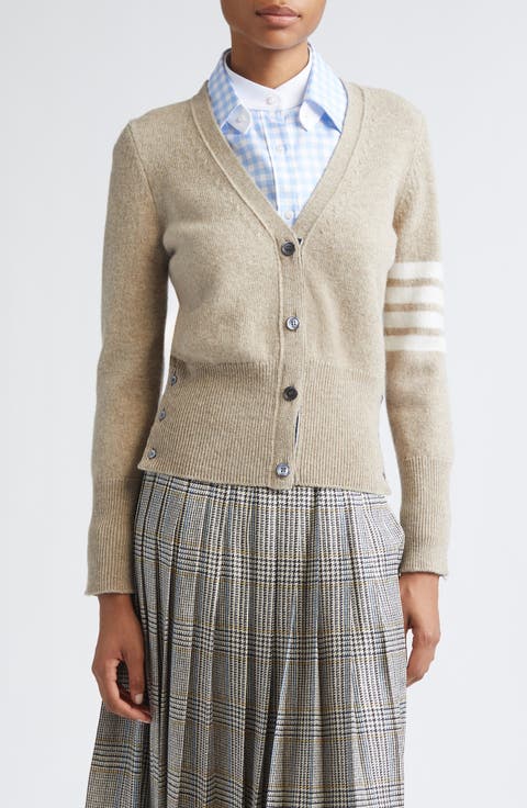 Classic 4-Bar Jersey Stitch Wool Cardigan