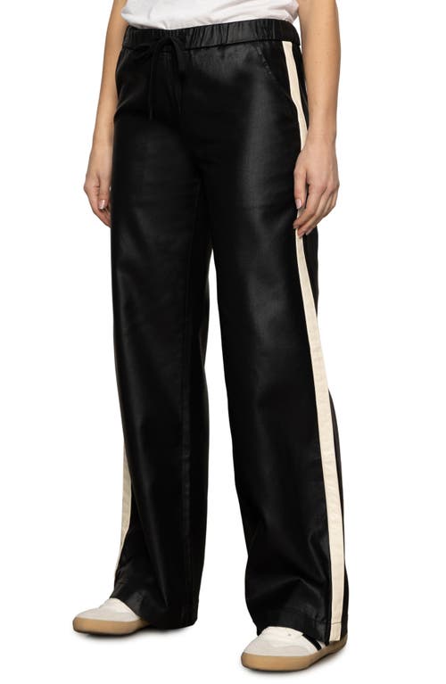 Sanctuary Coated Twill Track Pants In Black