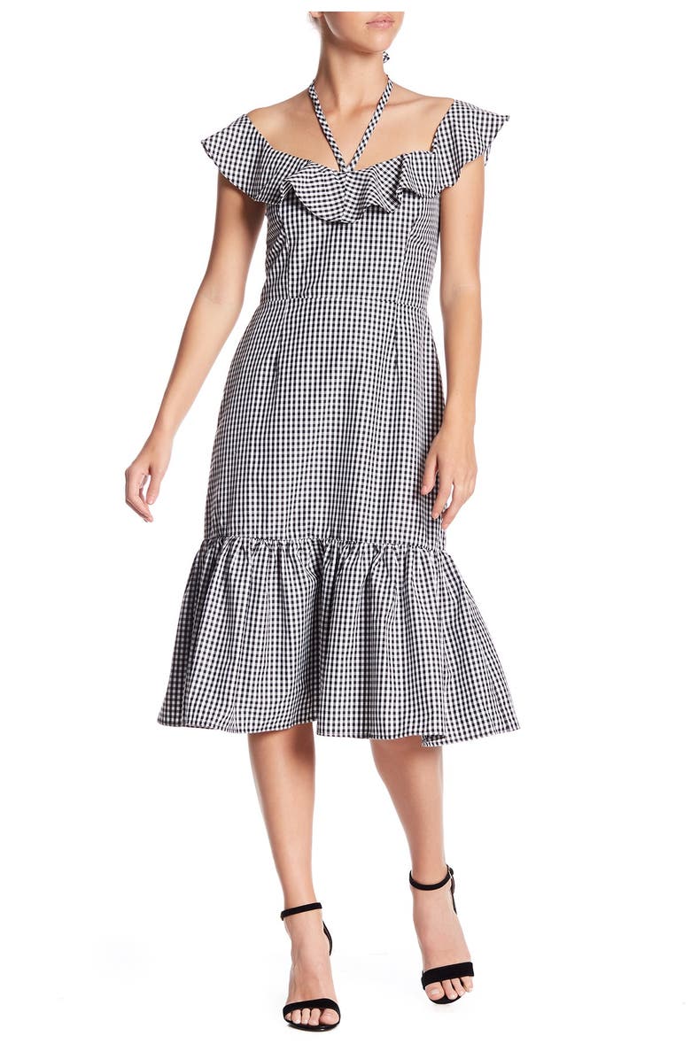 WAYF Gingham Print Midi Dress, Main, color, 