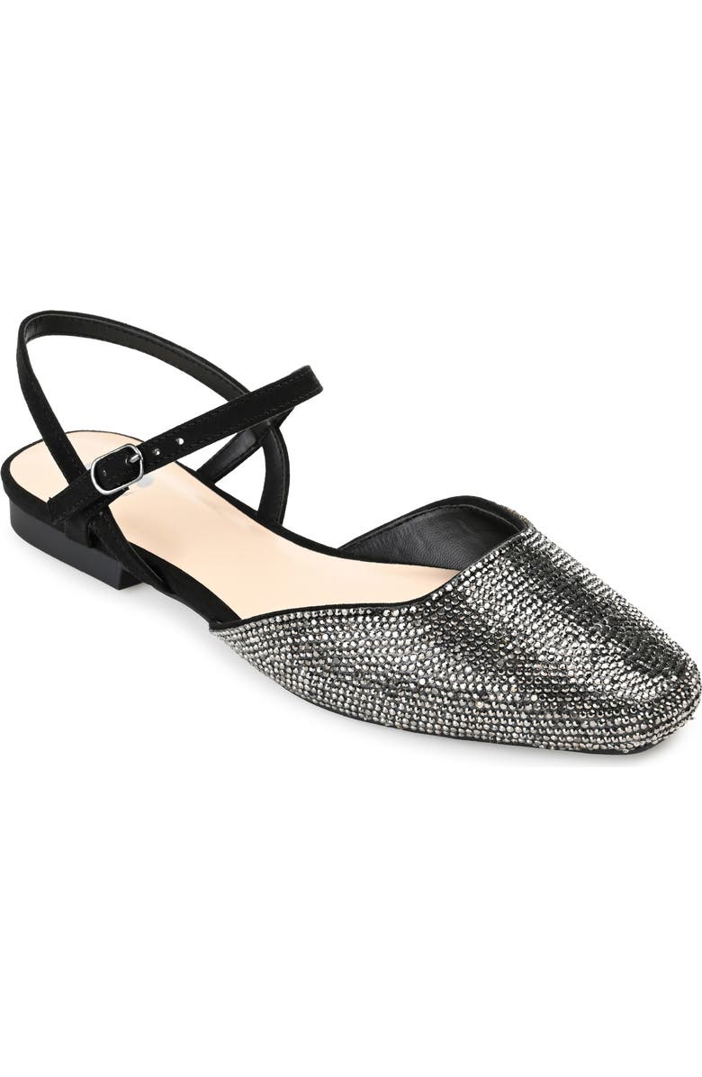 Journee Collection Nysha Rhinestone Embellished Flat, Main, color, Black