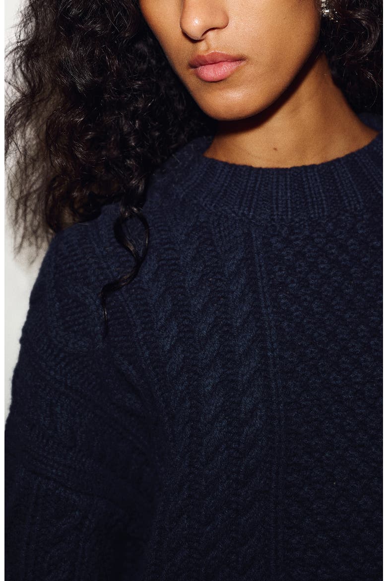 x Alexa Chung Oversized Cable Knit Sweater, Alternate, color, NAVY