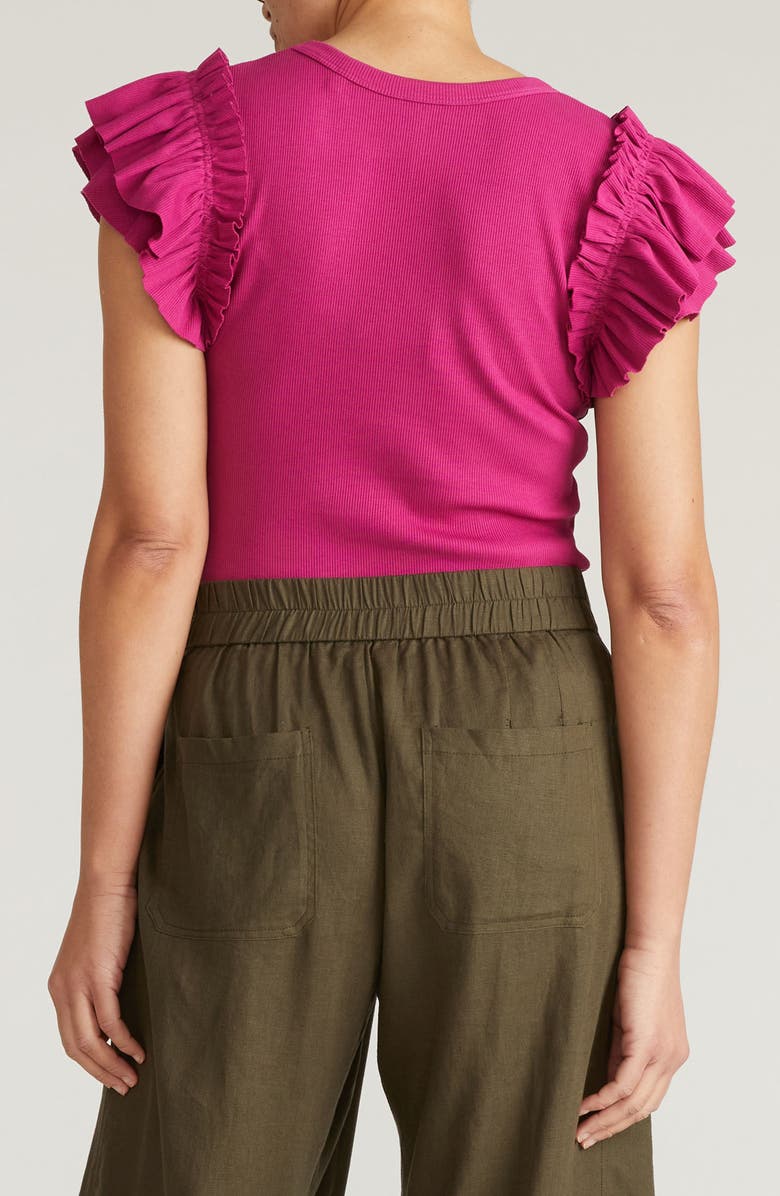 Universal Standard Debbie Ruffle Sleeve Top, Alternate, color, Hyper Pink