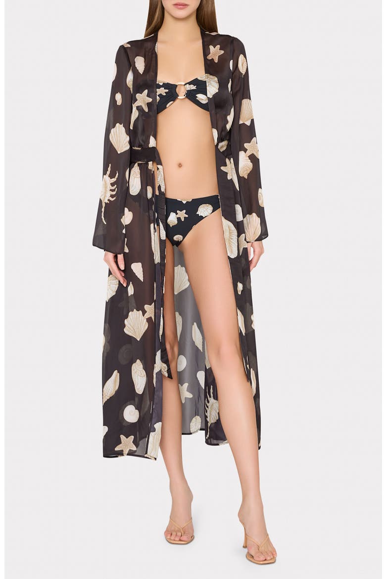 Vince Seashell Sheer Cover-Up, Alternate, color, BLACK/ WHITE
