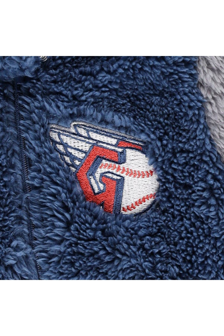 Newborn and Infant Navy/Gray Cleveland Guardians Game Nap Teddy Fleece Bunting Full-Zip Sleeper, Alternate, color, Navy