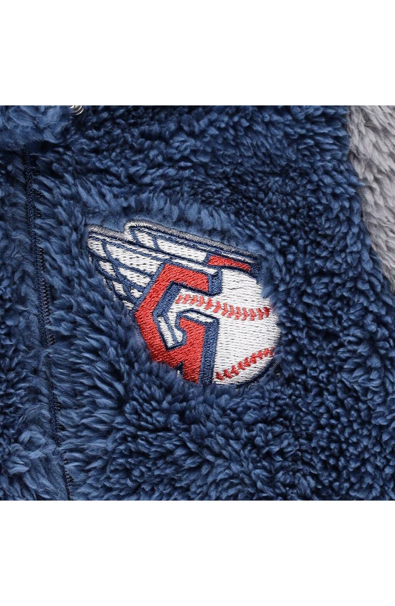 Outerstuff Newborn and Infant Navy/Gray Cleveland Guardians Game Nap Teddy Fleece Bunting Full-Zip Sleeper, Alternate, color, 