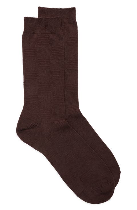 Textured Check Viscose Blend Socks
