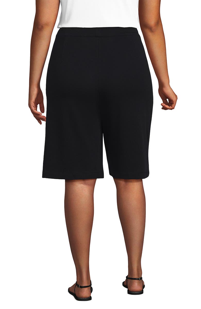 Lands' End Knit High Rise Pleated 12" Bermuda Shorts, Alternate, color, Black