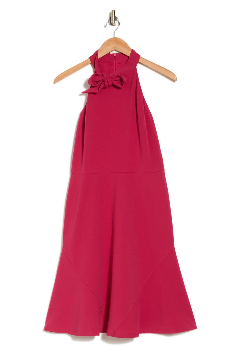 Maggy London Tie Neck Sleeveless Fit & Flare Dress, Alternate, color, Very Berry