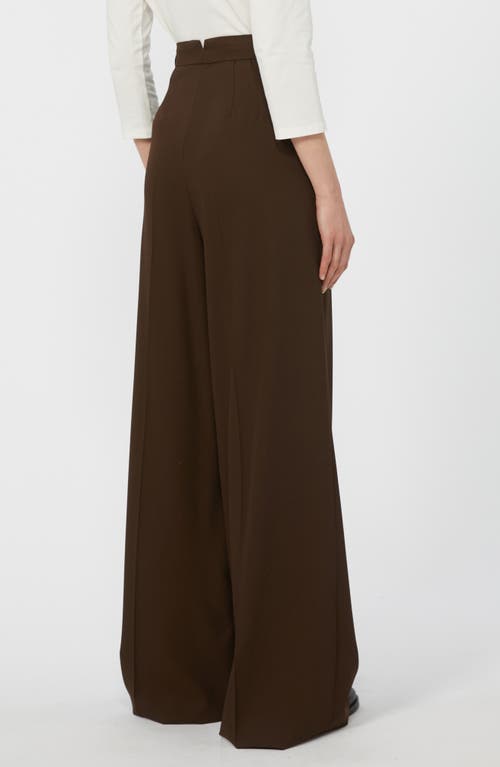 Weekend Max Mara Omens Dark Brown Garenna Pleated Wool Trousers In Brown