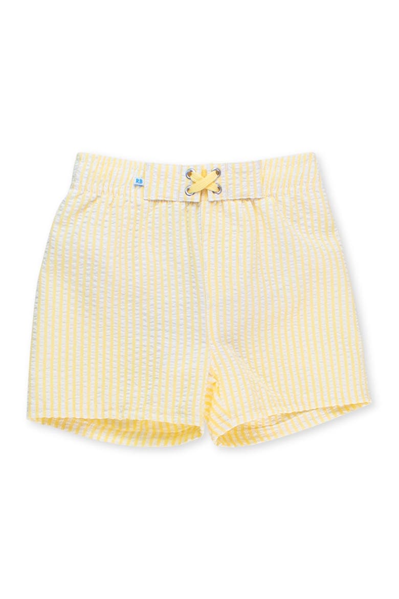 Toddler Boys UPF50+ Swim Trunks, Main, color, Banana Seersucker