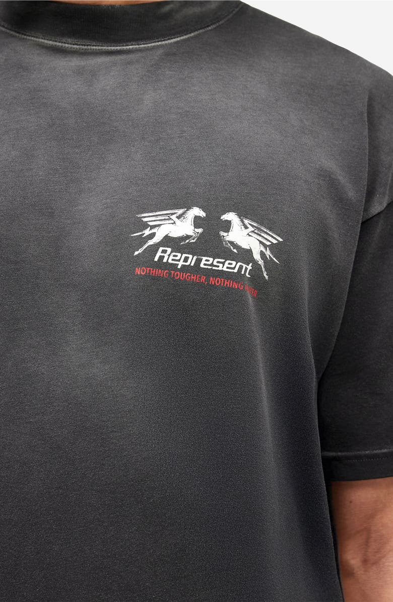 Represent 24-Hour Service Graphic T-Shirt, Alternate, color, Stained Black