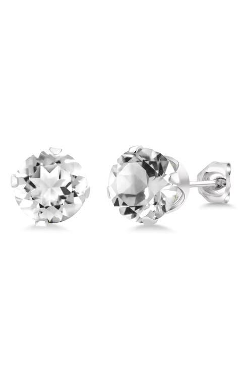 Round Cubic Zirconia Birthstone Stud Earrings