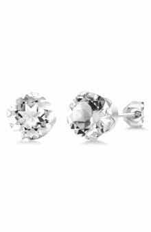 A&M Round Cubic Zirconia Birthstone Stud Earrings