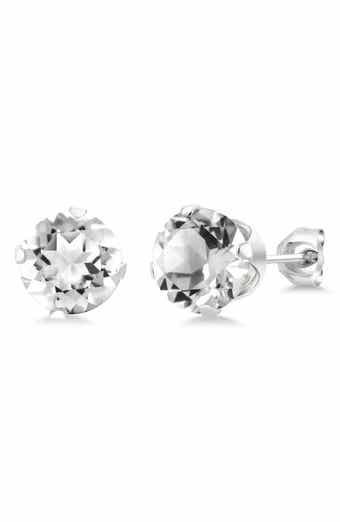 A&M Round Cubic Zirconia Birthstone Stud Earrings