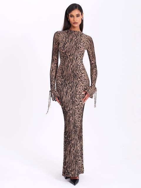 Waylynn Backless Burnout Velvet Maxi Dress