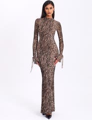 Miss Circle Waylynn Backless Burnout Velvet Maxi Dress