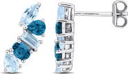DELMAR Sterling Silver Multi-Shaped Blue Topaz Climber Earrings
