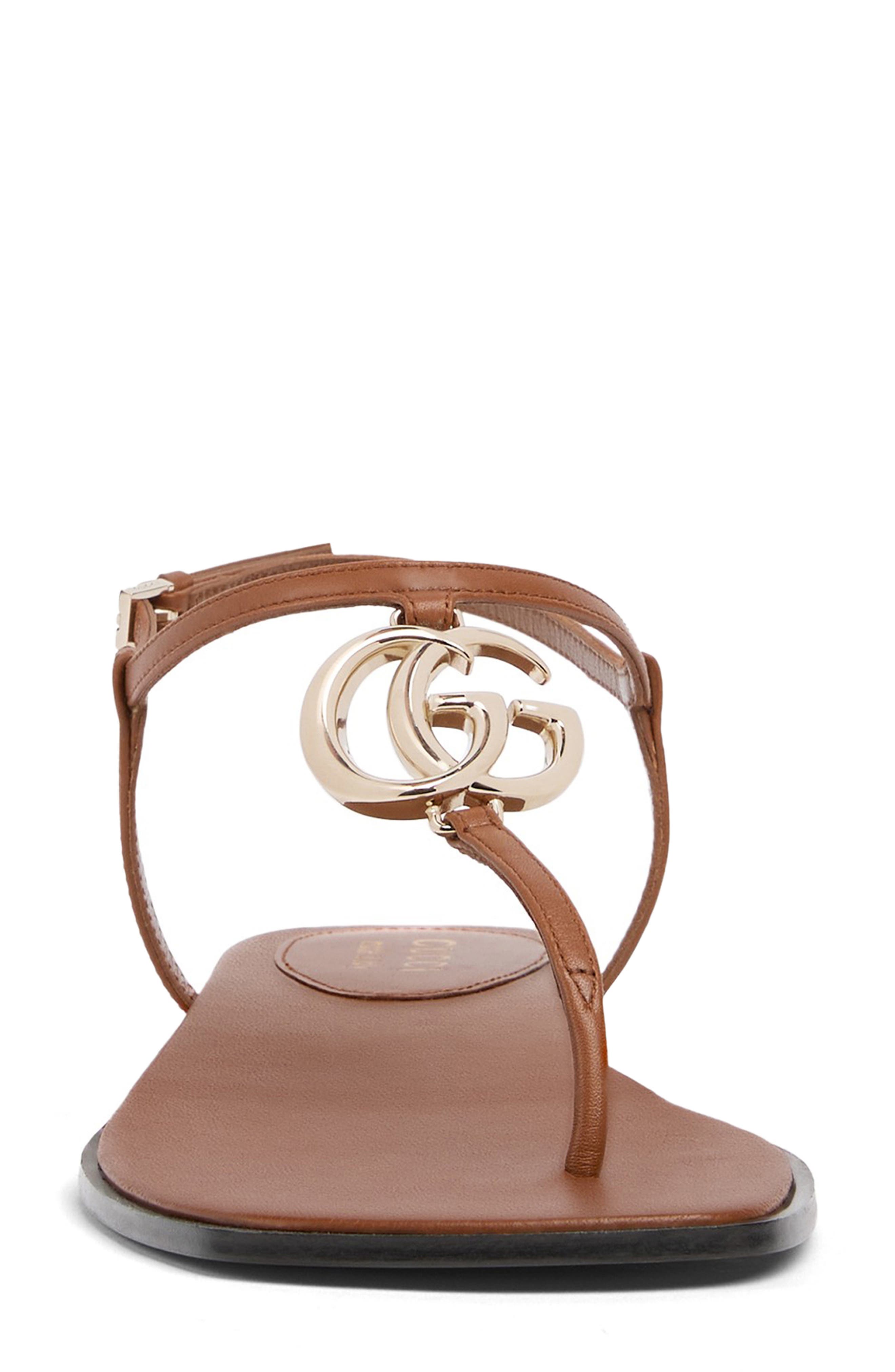 Marmont GG T-Strap Sandal, Alternate, color, BROWN