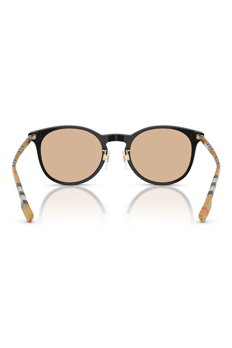 51mm Round Sunglasses, Alternate, color, BLACK / LIGHT BROWN