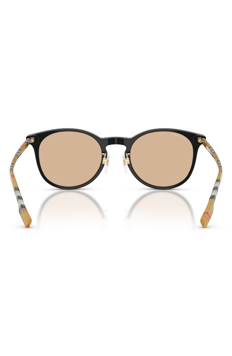 Burberry 51mm Round Sunglasses, Alternate, color, Black / Light Brown