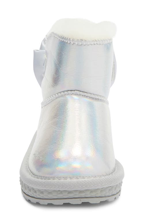Doe A Dear Kids' Rhinestone Tassel Faux Fur Trim Boot In Silver