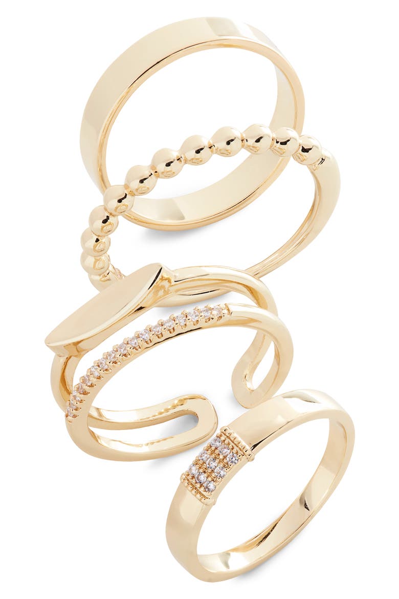 Set of 4 Stacking Rings, Main, color, CLEAR- GOLD