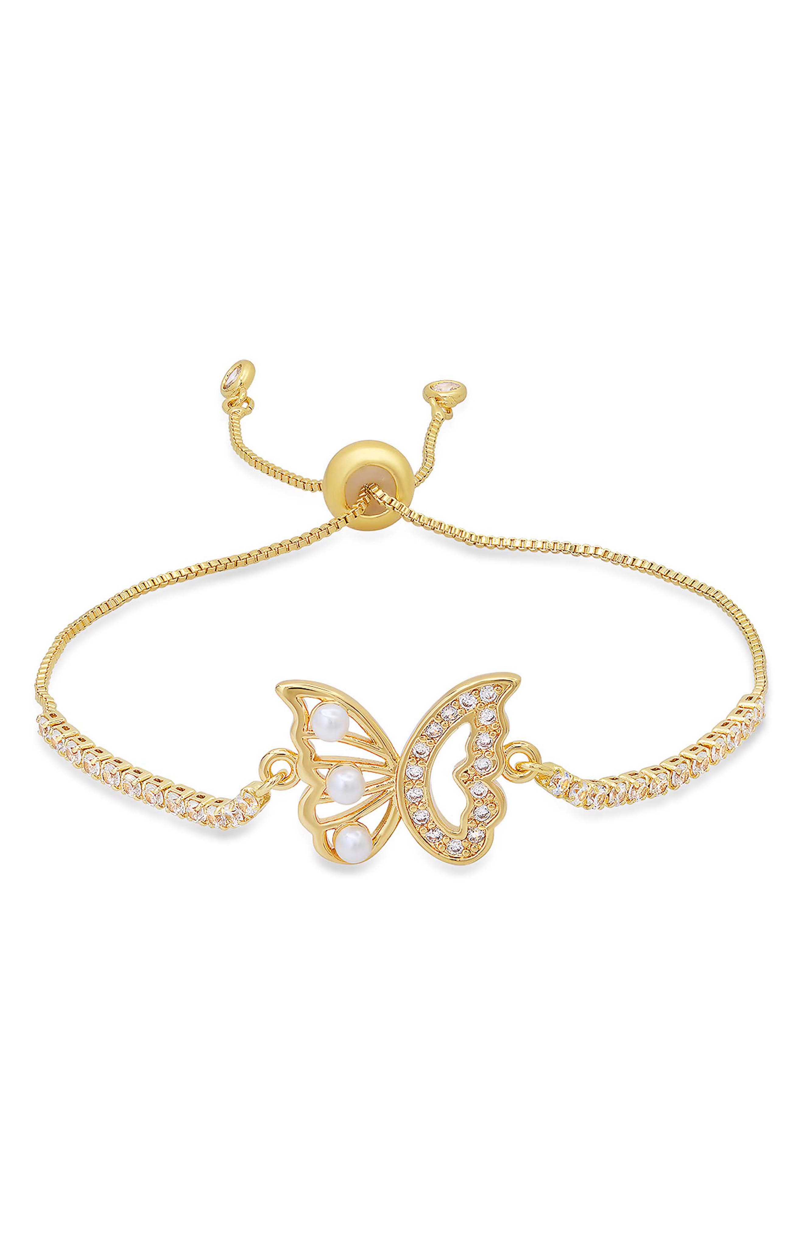 18k Gold Plated Butterfly Slider Bracelet