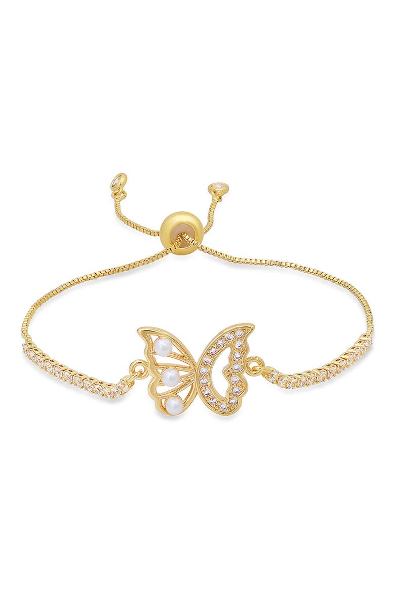 18k Gold Plated Butterfly Slider Bracelet, Main, color, GOLD