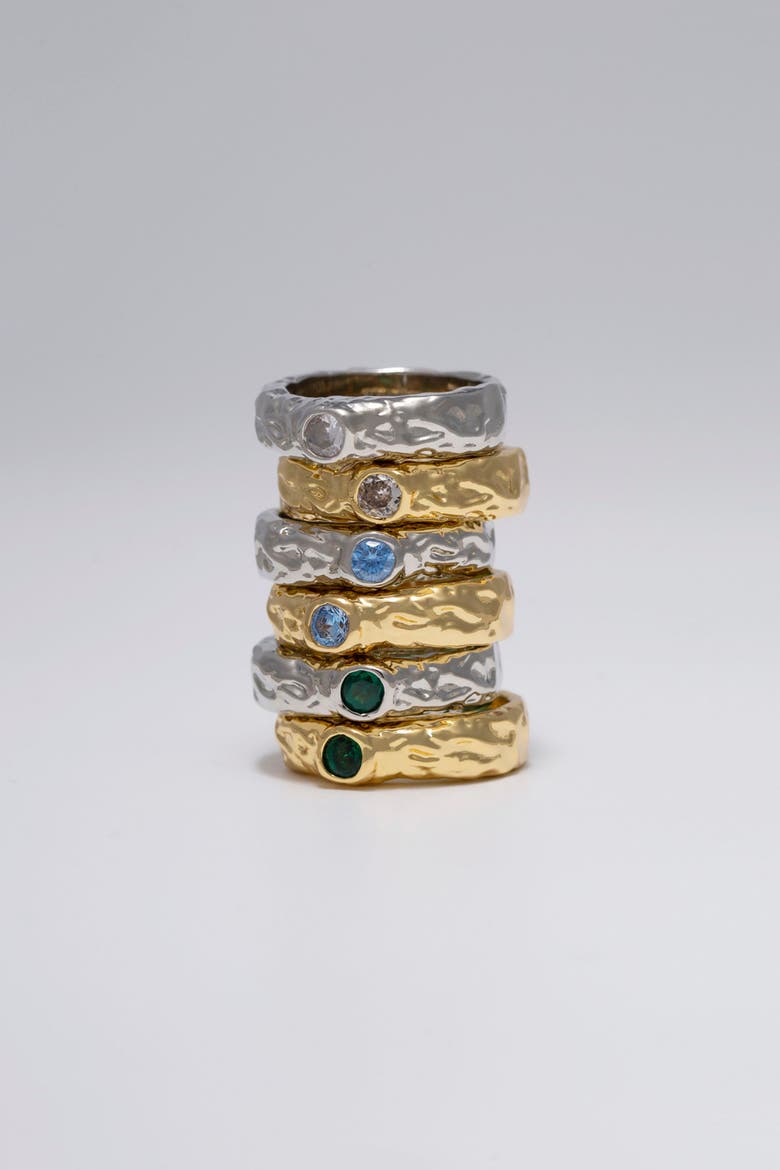 Sylvie Cubic Zirconia Molten Stackable Ring, Alternate, color, Silver/Blue
