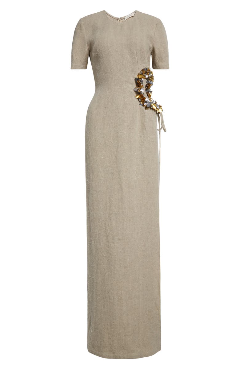 Diotima Seaford Cutout Waist Linen Dress, Alternate, color, Beige