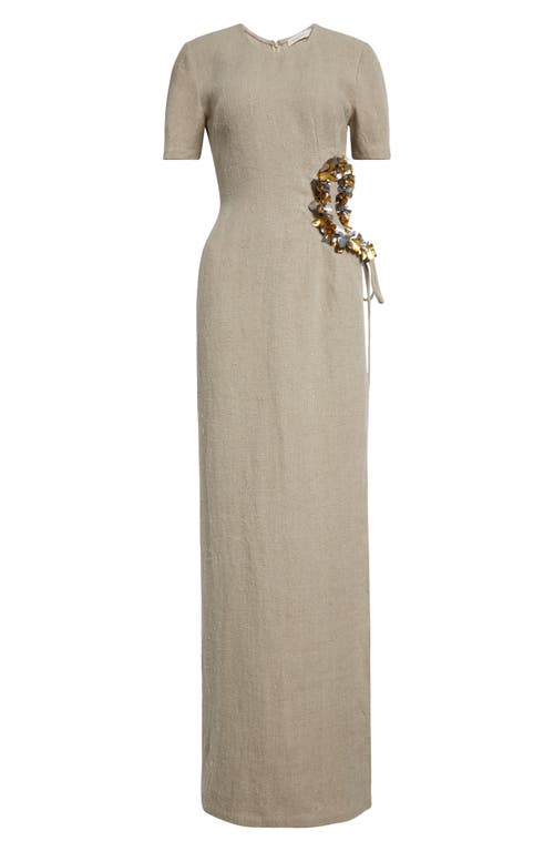 Diotima Seaford Embellished Linen Maxi Dress In Beige
