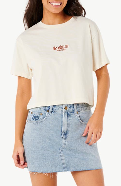 Rip Curl Tokens Embroidered Logo Crop T-shirt In Bone