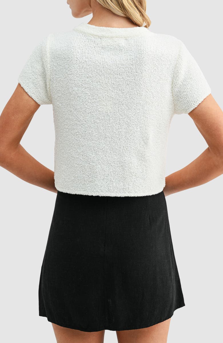 All in Favor Short Sleeve Crop Cardigan, Alternate, color, Cream