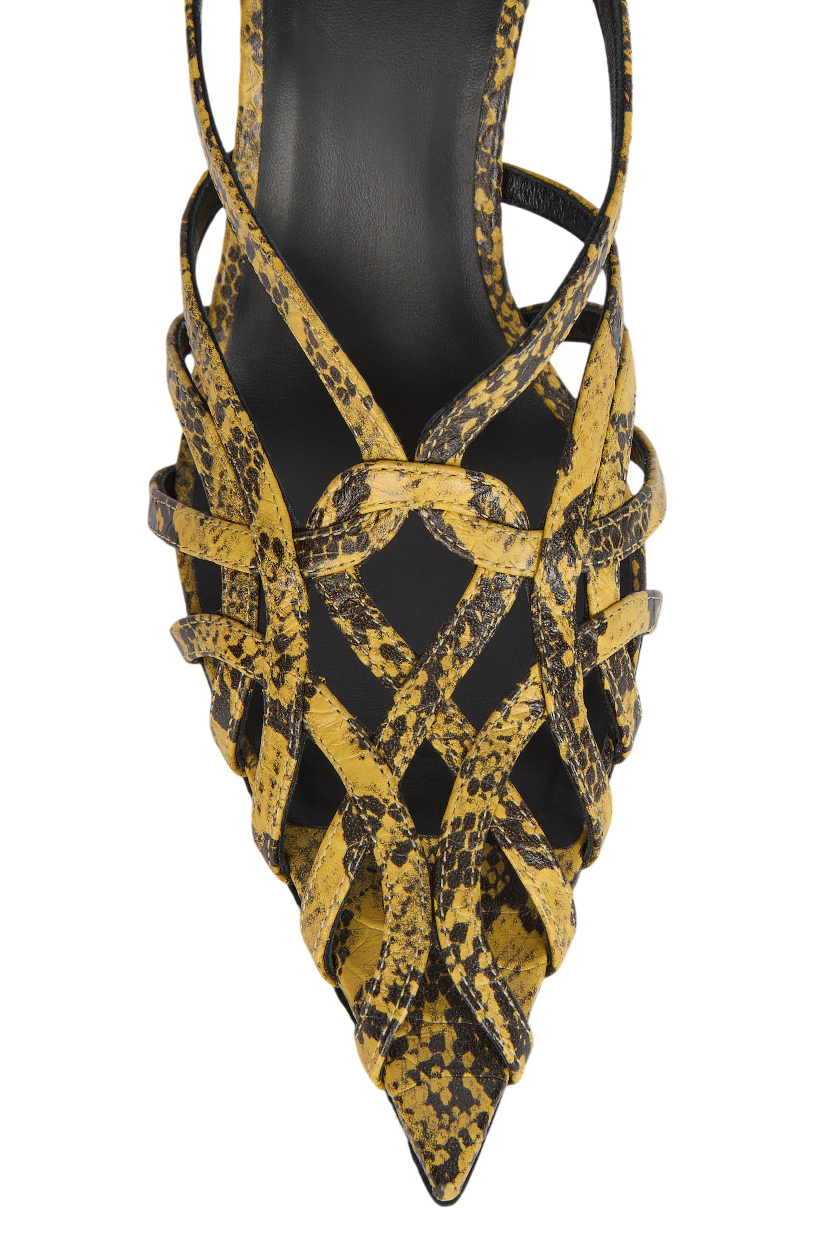 Python-Effect Leather Cage Sandals, Alternate, color, yellow