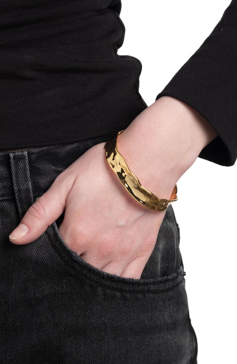 Alexis Bittar Brut Textured Strap Bangle, Alternate, color, Gold