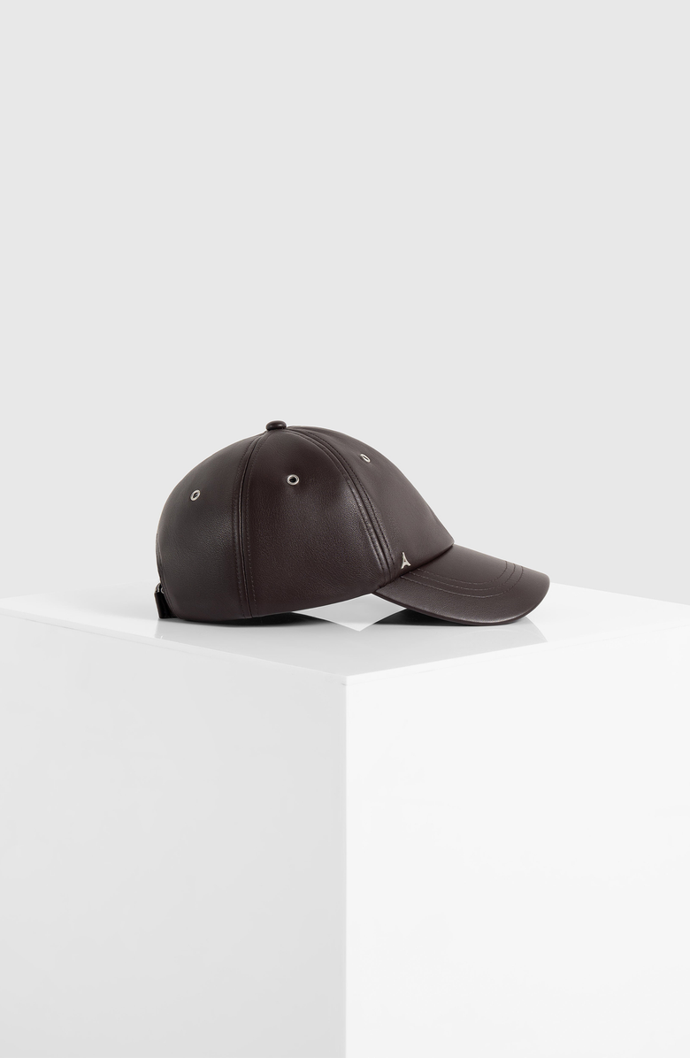 Manière De Voir Lou Leather Cap, Main, color, Brown