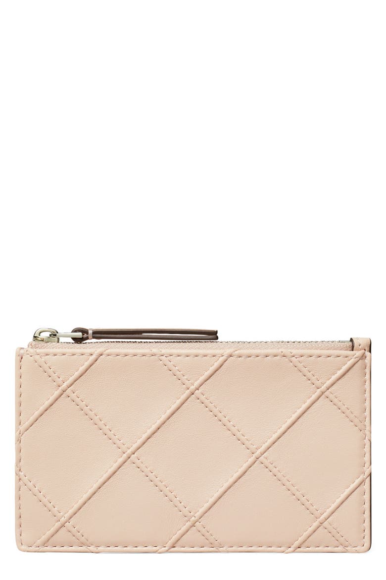 Fleming Quilted Zip Leather Card Case, Main, color, SOFT PINK