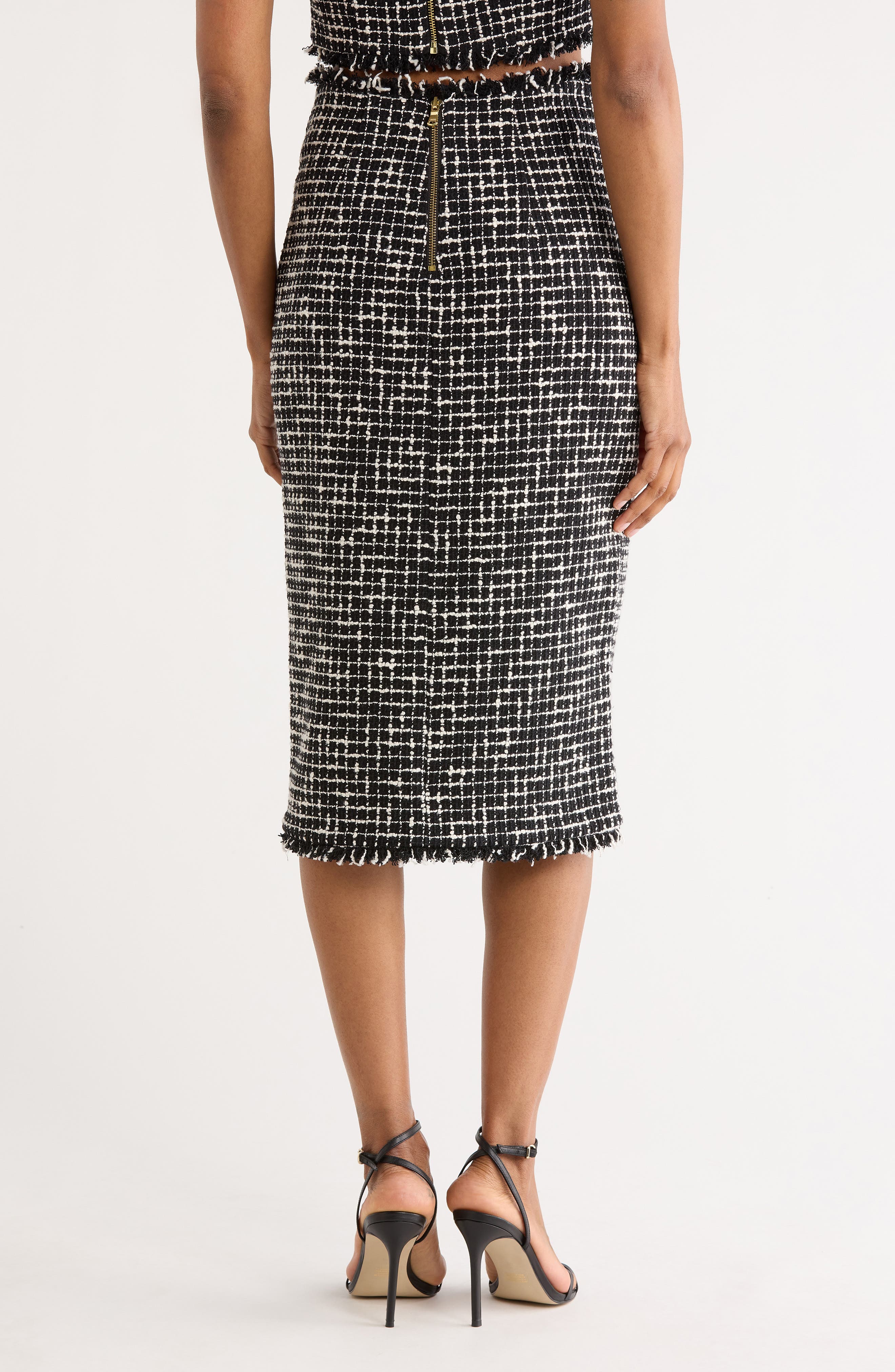 Tai Snap Front Tweed Midi Skirt - image 2