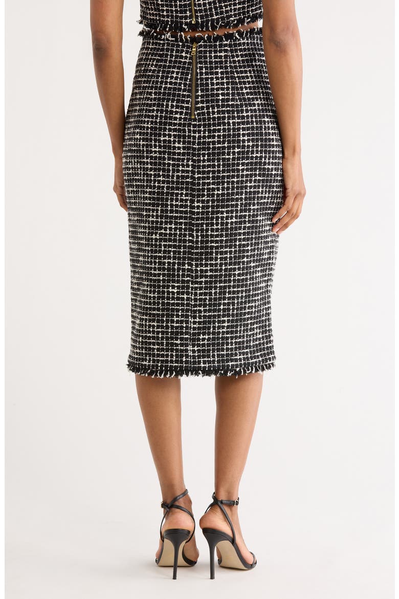 Tai Snap Front Tweed Midi Skirt, Alternate, color, BLACK/ ECRU
