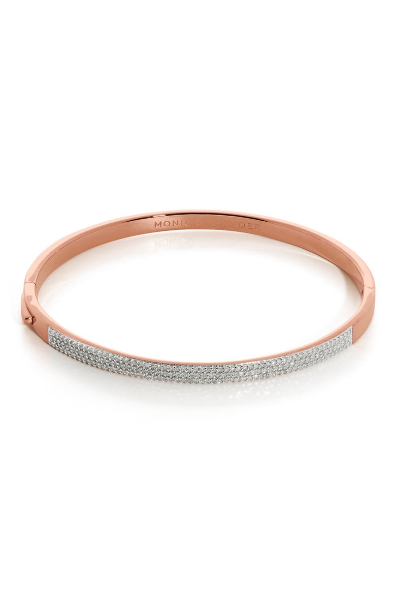 Essential Pavé Diamond Bangle, Main, color, ROSE GOLD