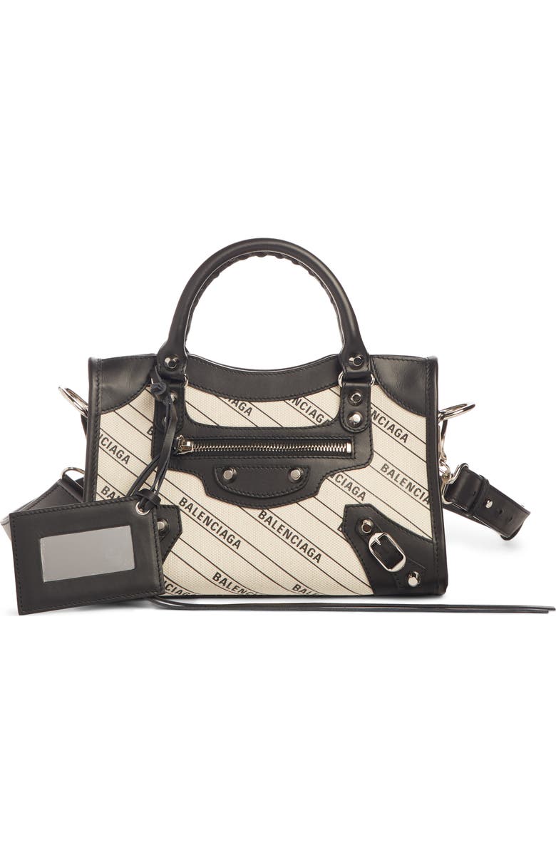 Balenciaga Mini City Canvas & Leather Tote, Main, color,
