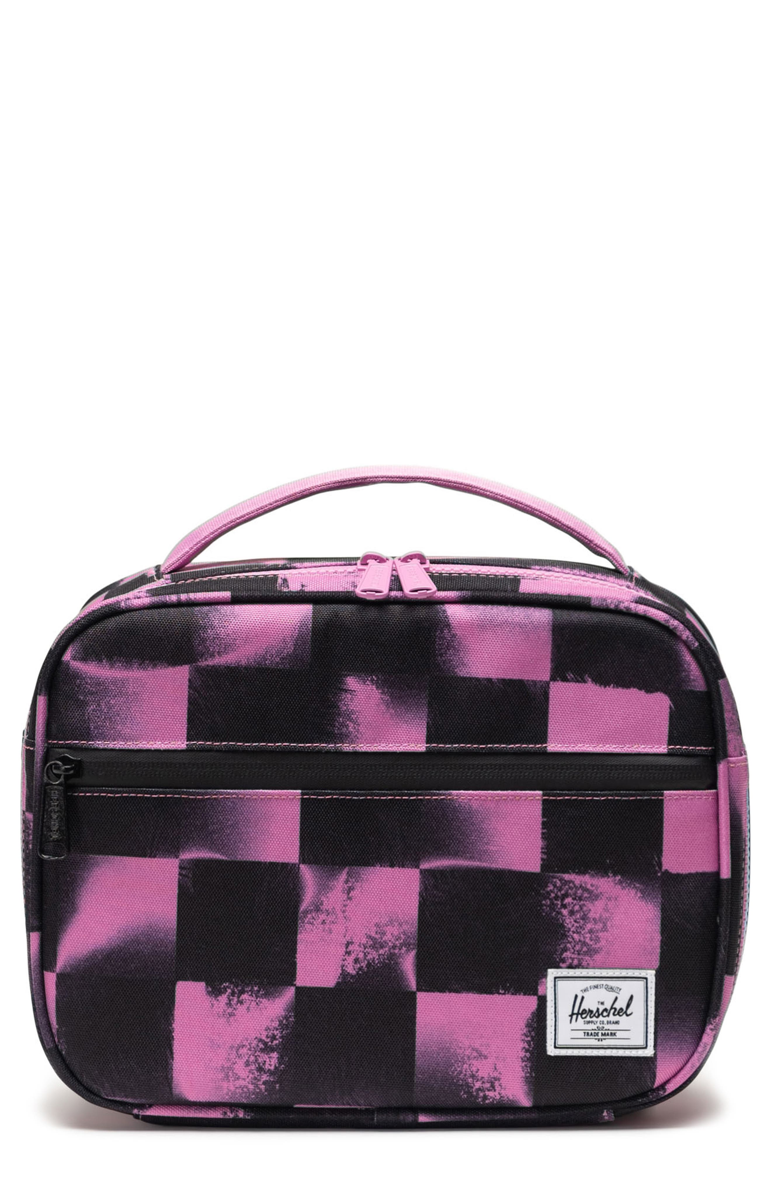 Herschel Supply Co. Kids' Pop Quiz Lunch Bag, Main, color, Stencil Checker Opera Mauve
