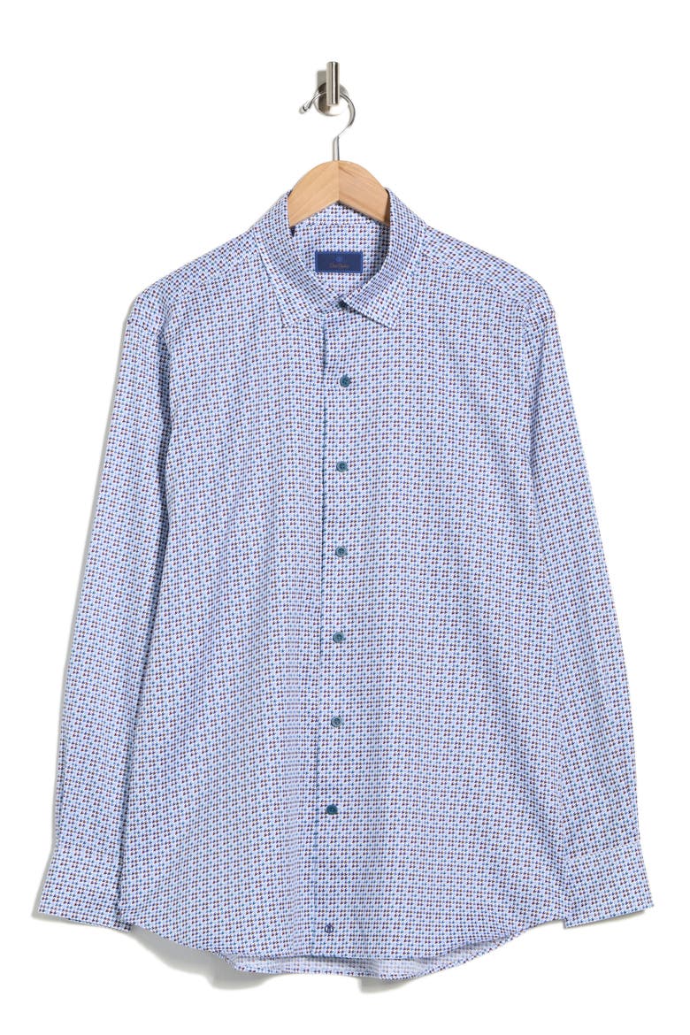 Houndstooth Print Sport Shirt, Alternate, color, BLUE/ MULTI